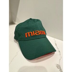 Adidas Miami Hurricanes Hat Green Orange Adjustable Baseball Cap Mens OSFM Logo